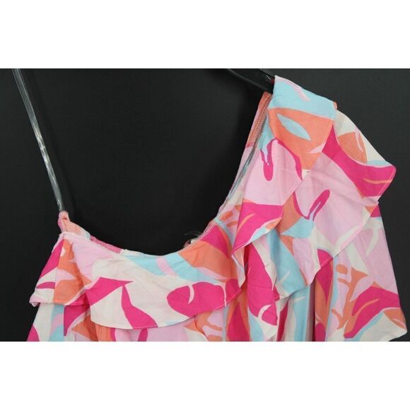 Andree By Unit Multicolor One Shoulder Ruffle Elastic Waist Peplum Hem Size S... - Picture 2 of 8